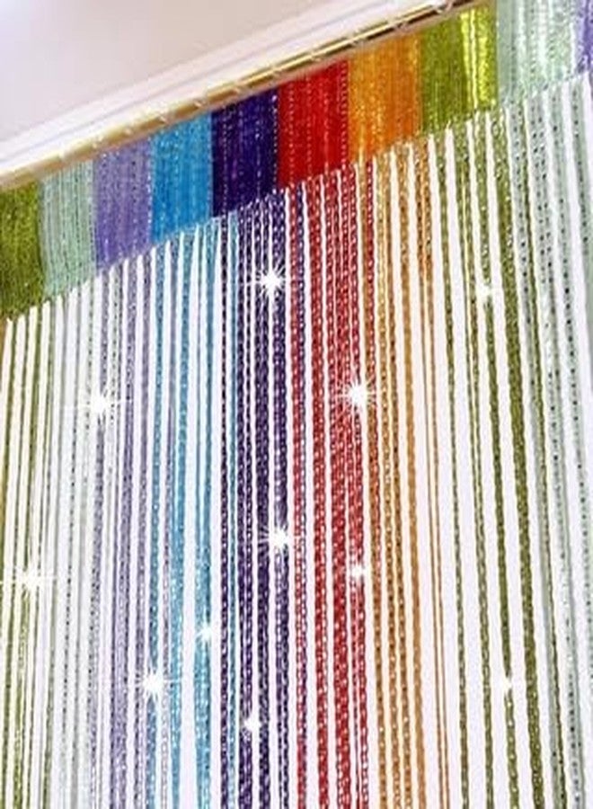 Selibration ستائر معلقة متعددة الألوان مزينة بخيوط لامعة، مقاس 100×200 سم (قطعتان)، مثالية لفواصل الغرف وتزيين الحفلات والمناسبات المنزلية. - Image 1